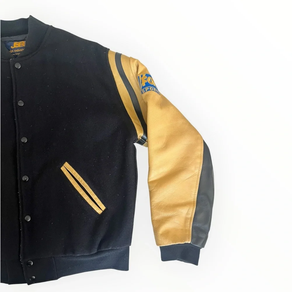 VTG 90s Y2K Men’s M NFL on Fox SportsVarsity Jacket Wool Leather - Picture 4 of 13